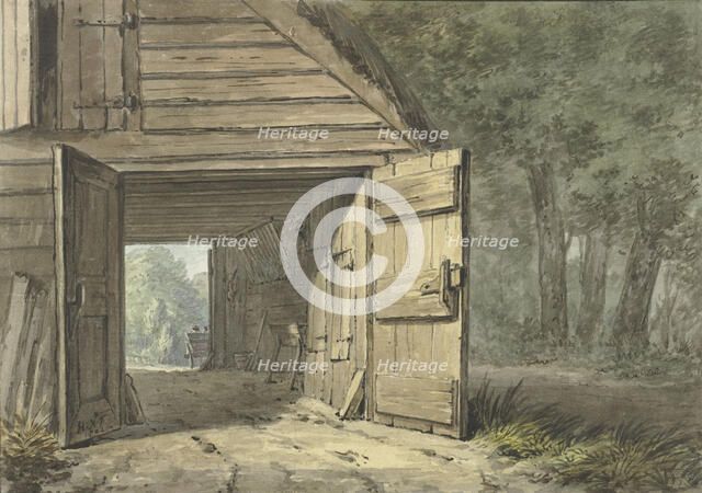 Stable of the De Geleerde Man inn, in Bennebroek, 1802. Creator: Hermanus Numan.