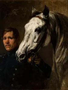 Stable Boy Holding the Horse by the Bridle, between 1842-1845. Creator: Piotr Michalowski