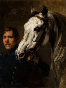 Stable Boy Holding the Horse by the Bridle, between 1842-1845. Creator: Piotr Michalowski