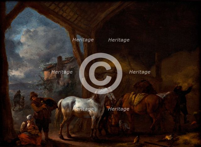 Stable Interior with Horses, 1650-1655. Creator: Philip Wouverman.