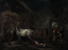Stable with Three Horses, c1656. Creator: Philip Wouverman