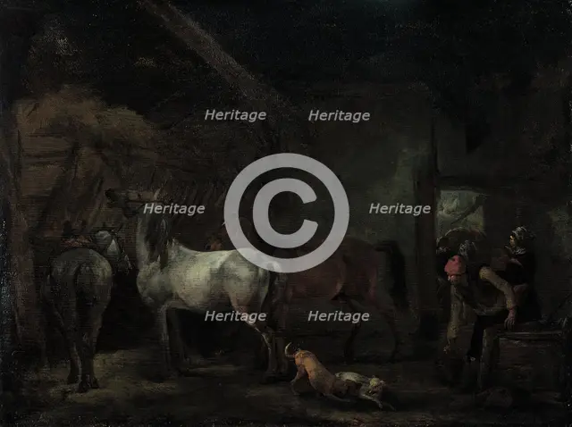 Stable with Three Horses, c1656. Creator: Philip Wouverman.