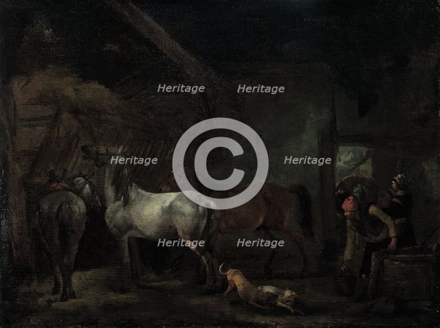 Stable with Three Horses, c1656. Creator: Philip Wouverman.