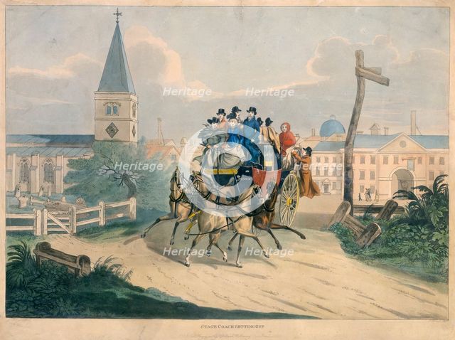 'Stage Coach Setting Off', early 19th century. Creators: Robert Havell, Robert Havell.