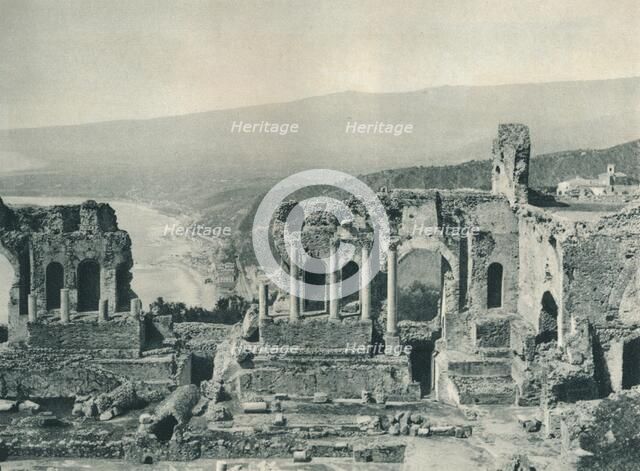 Stage and dressing-room of the Greek Theatre, Taormina, Sicily, Italy, 1927. Artist: Eugen Poppel.