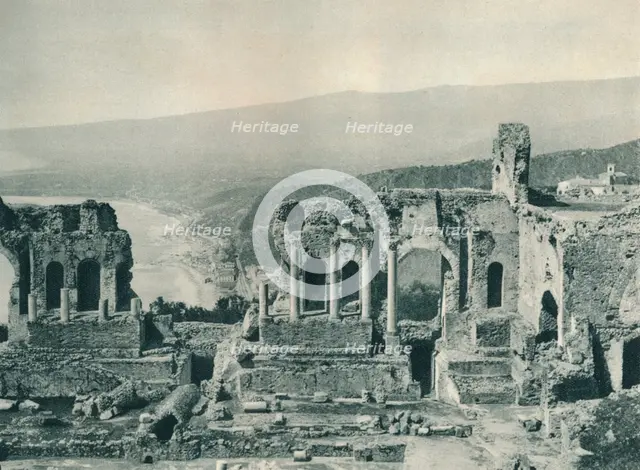 Stage and dressing-room of the Greek Theatre, Taormina, Sicily, Italy, 1927. Artist: Eugen Poppel.