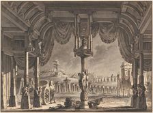 Stage Design of an Ancient Roman Encampment by Night (recto), c. 1792. Creator: Pietro Gonzaga