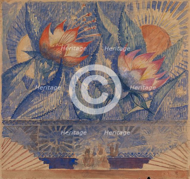 Stage design. Artist: Petrov-Vodkin, Kuzma Sergeyevich (1878-1939)