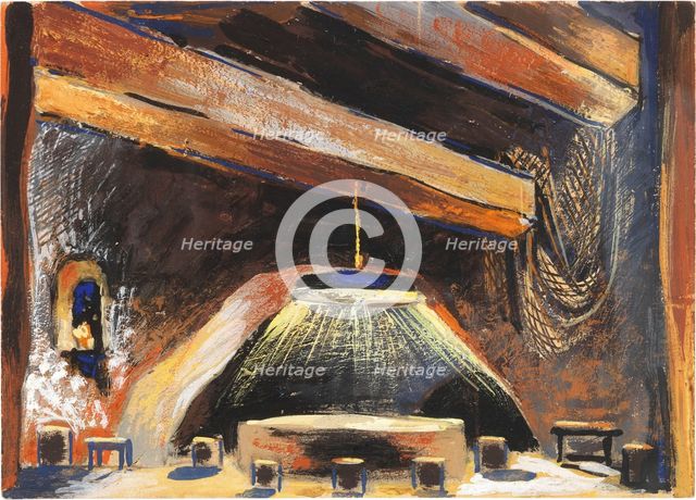 Stage design for the ballet Bolero by M. Ravel. Teatro San Carlo, Naples, 1945. Creator: Prampolini, Enrico (1894-1956).