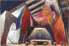 Stage design for the ballet Bolero by M. Ravel. Teatro San Carlo, Naples, 1945. Creator: Prampolini, Enrico (1894-1956)