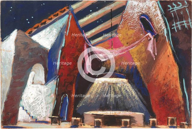 Stage design for the ballet Bolero by M. Ravel. Teatro San Carlo, Naples, 1945. Creator: Prampolini, Enrico (1894-1956).