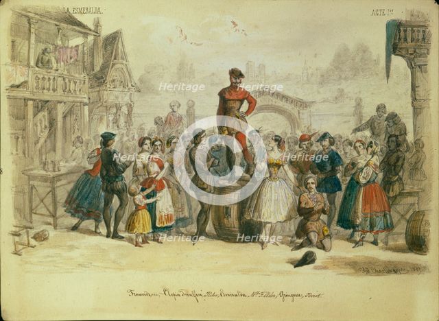 Stage design for the ballet La Esmeralda by C. Pugni, 1849. Artist: Charlemagne, Adolf (1826-1901)