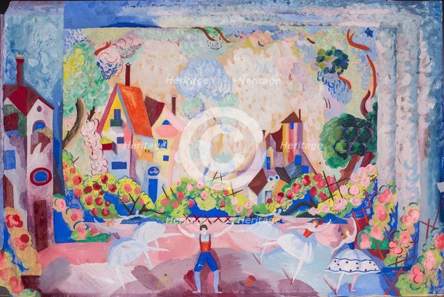 Stage design for the ballet La Fille mal gardée (The Wayward Daughter) by Pierre-Antoine... 1923. Creator: Fyodor Fyodorovsky.