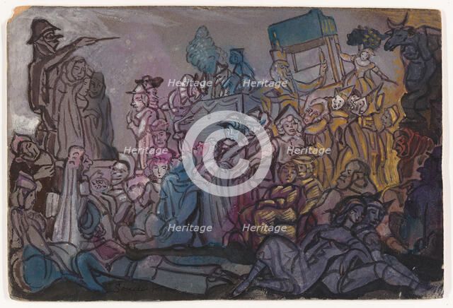 Stage design for the ballet Petrushka by I. Stravinsky. Artist: Sudeykin, Sergei Yurievich (1882-1946)