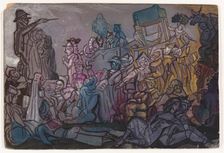 Stage design for the ballet Petrushka by I. Stravinsky. Artist: Sudeykin, Sergei Yurievich (1882-1946)