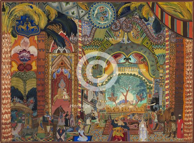 Stage design for the ballet The Firebird by I. Stravinsky. Artist: Pleshakov, Vladimir (1891-1942)
