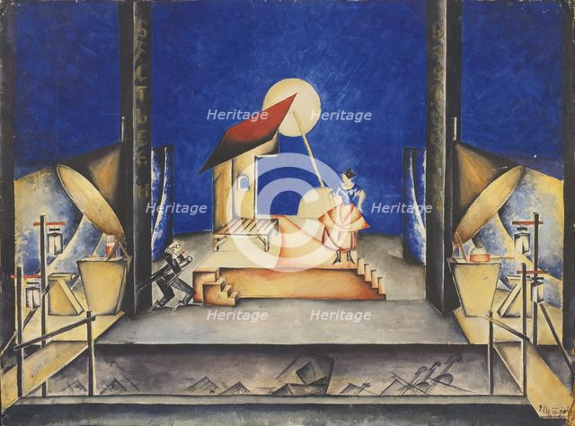 Stage design for the Opera Bastien und Bastienne by W. A. Mozart, 1925. Artist: Petrova-Troitskaya, Ekaterina (1900-1932)
