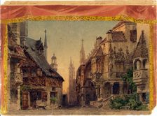 Stage design for the opera Die Meistersinger von Nürnberg by R. Wagner, 1899. Creator: Ferrario, Carlo (1833-1907)