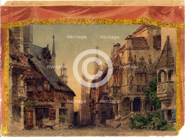 Stage design for the opera Die Meistersinger von Nürnberg by R. Wagner, 1899. Creator: Ferrario, Carlo (1833-1907).