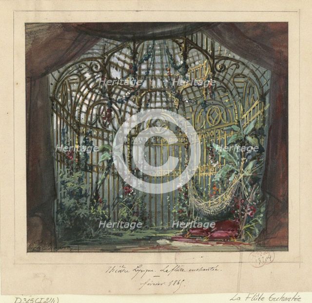 Stage design for the opera Die Zauberflöte by Wolfgang Amadeus Mozart, Théâtre Lyrique in Paris.