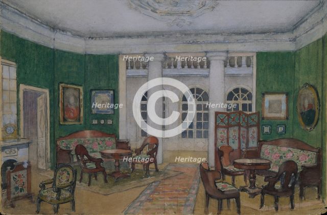 Stage design for the opera Eugene Onegin by P. Tchaikovsky, 1900s. Artist: Lambin, Pyotr Borisovich (1862-1923)
