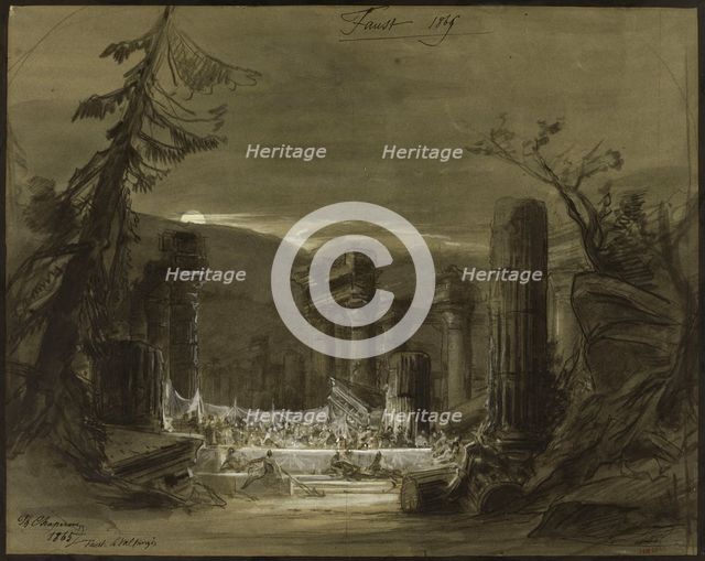 Stage design for the opera Faust by Ch. Gounod, 1865. Creator: Chaperon, Philippe (1823-1906).