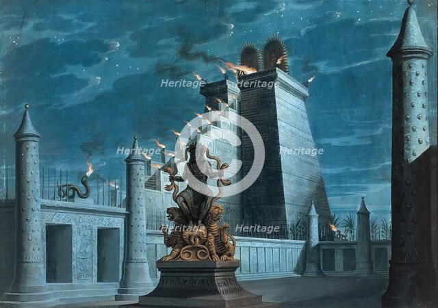 Stage design for the Opera "Fernand Cortez, ou La conquête du Mexique (Hernán Cortés..., 1817. Creator: Schinkel, Karl Friedrich (1781-1841).