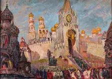 Stage design for the opera Khovanshchina by M. Musorgsky, 1950. Creator: Fyodor Fyodorovsky