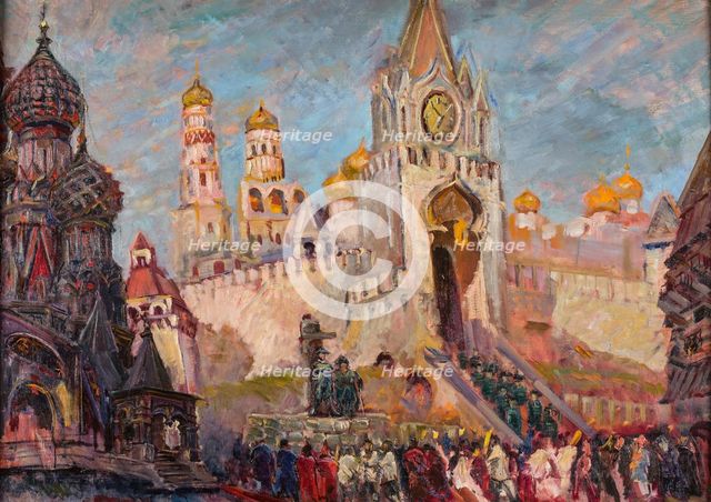 Stage design for the opera Khovanshchina by M. Musorgsky, 1950. Creator: Fyodor Fyodorovsky.