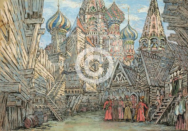 Stage design for the opera Khovanshchina by M. Musorgsky.