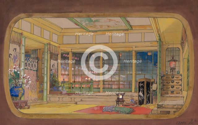 Stage design for the Opera "Iris" by Pietro Mascagni, 1926. Creator: Rovescalli, Odoardo Antonio (1864-1936).
