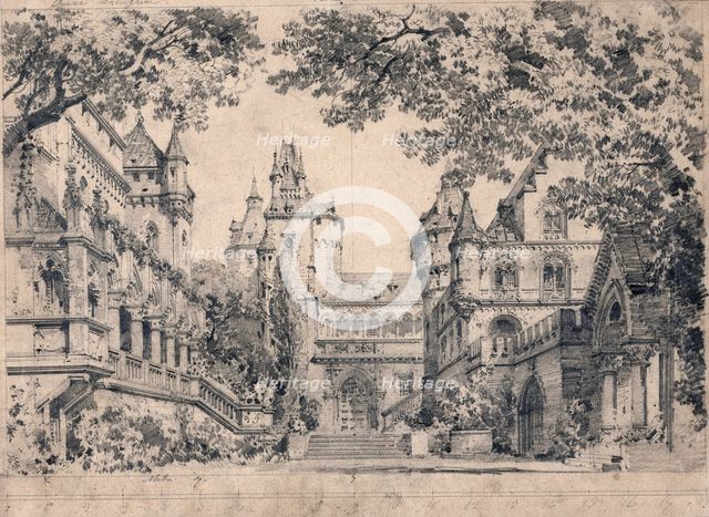 Stage design for the opera Lohengrin by Richard Wagner, 1873. Creator: Ferrario, Carlo (1833-1907).