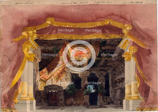 Stage design for the opera Les Huguenots by Giacomo Meyerbeer , 1899. Creator: Ferrario, Carlo (1833-1907).