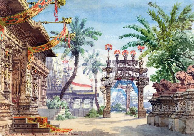 Stage design for the opera "Medgè" by Spyridon Samaras, 1888. Creator: Ferrario, Carlo (1833-1907).