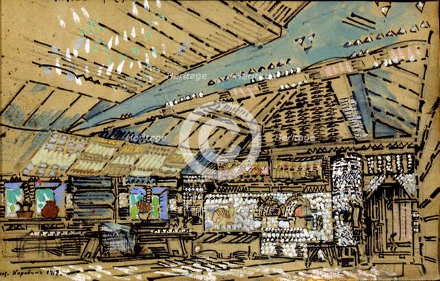 Stage design for the opera 'Sadko', by Nikolai Rimsky-Korsakov, Novgorod, Russia, 1917. Artist: Konstantin Korovin