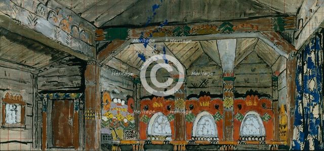 Stage design for the opera Prince Igor by A. Borodin, 1914. Artist: Korovin, Konstantin Alexeyevich (1861-1939)