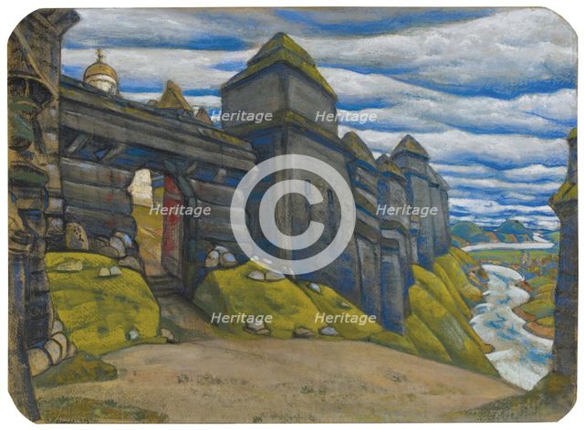 Stage design for the opera Prince Igor by A. Borodin. Artist: Roerich, Nicholas (1874-1947)