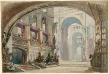 Stage design for the Opera "Robert Bruce" by Gioachino Rossini, 1846. Creator: Cambon, Charles-Antoine (1802-1875)