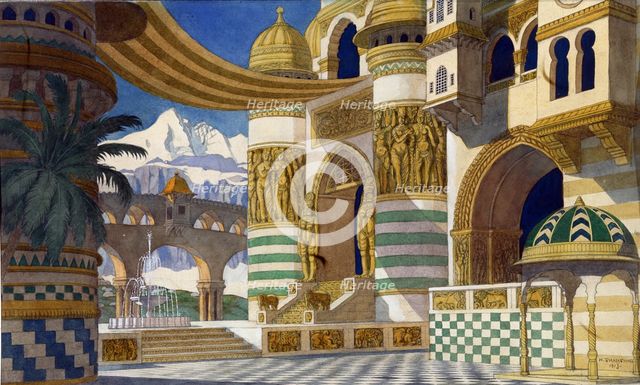 Stage design for the opera Ruslan and Ludmila by M. Glinka, 1913. Artist: Bilibin, Ivan Yakovlevich (1876-1942)