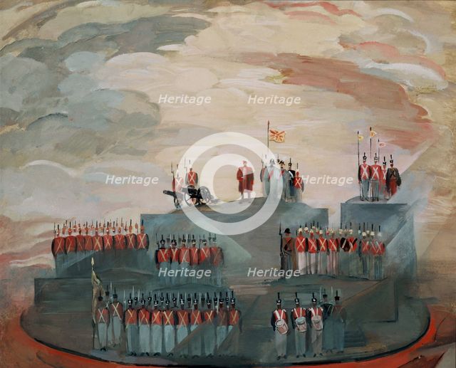 Stage design for the opera War and Peace by S. Prokofiev, 1981. Artist: Zolotaryev, Nikolai Nikolayevich (1915-?)