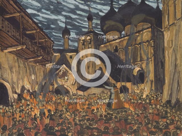 Stage design for the opera The Maid of Pskov by N. Rimsky-Korsakov. Artist: Golovin, Alexander Yakovlevich (1863-1930)
