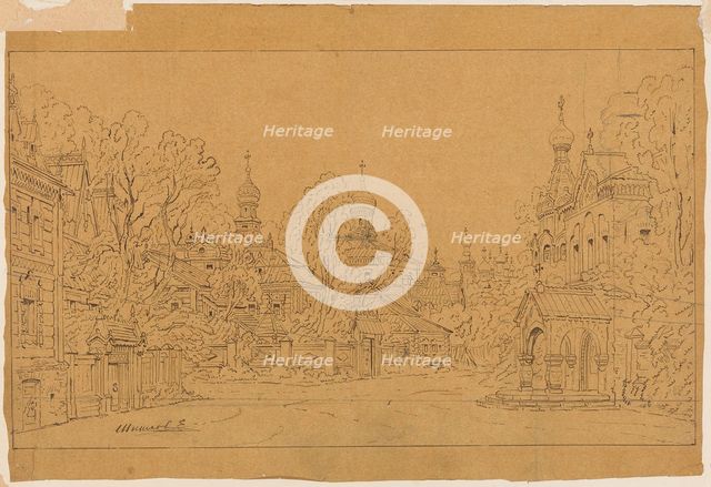 Stage design for the opera The Oprichnik (The Guardsman) by Pyotr Tchaikovsky, 1874.
