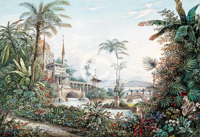Stage design for the opera "The Abduction from the Seraglio" by Wolfgang Amadeus Mozart, 1842. Creator: Roller, Andreas Leonhard (1805-1891).