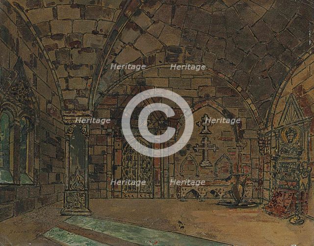 Stage design for the opera The Demon by A. Rubinstein, c1902.