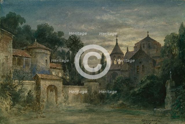 Stage design for the opera The Force of Destiny by G. Verdi, 1875. Artist: Shishkov, Matvei Andreyevich (1832-1897)
