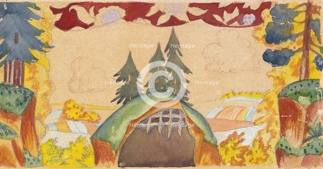 Stage design for the opera The Golden Cockerel by N. Rimsky-Korsakov, 1927. Artist: Kustodiev, Boris Michaylovich (1878-1927)
