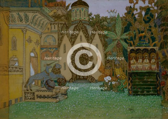 Stage design for the opera The Legend of the Invisible City of Kitezh and the Maiden Fevronia by N. Rimsky-Korsakov, 1907. Artist: Vasnetsov, Appolinari Mikhaylovich (1856-1933)
