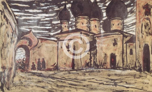 Stage design for the opera The Pskov Maiden by N. Rimsky-Korsakov, ca 1901. Creator: Golovin, Alexander Yakovlevich (1863-1930).