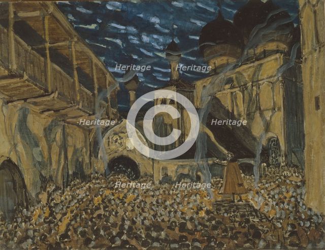 Stage design for the opera The Pskov Maiden by N. Rimsky-Korsakov, ca 1901. Creator: Golovin, Alexander Yakovlevich (1863-1930).