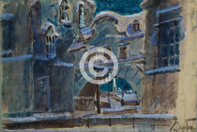 Stage design for the opera The Queen of spades by P. Tchaikovsky, 1901. Artist: Vrubel, Mikhail Alexandrovich (1856-1910)
